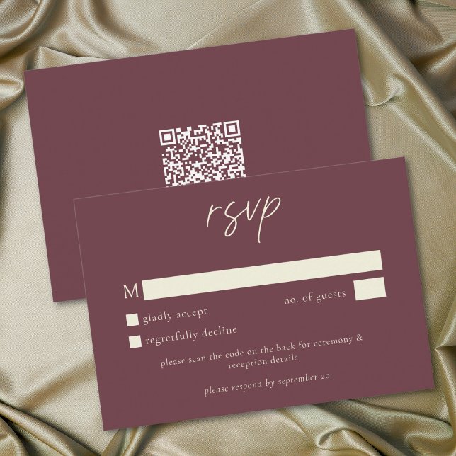 Tarjeta De Confirmación De Asistencia Elegant Burgundy Wine Minimalist Wedding (Elegant Burgundy Wine Minimalist Wedding RSVP Card)