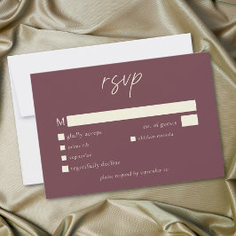 Tarjeta De Confirmación De Asistencia Elegant Burgundy Wine Minimalist Wedding