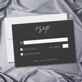 Tarjeta De Confirmación De Asistencia Elegant Charcoal Black Minimalist Wedding