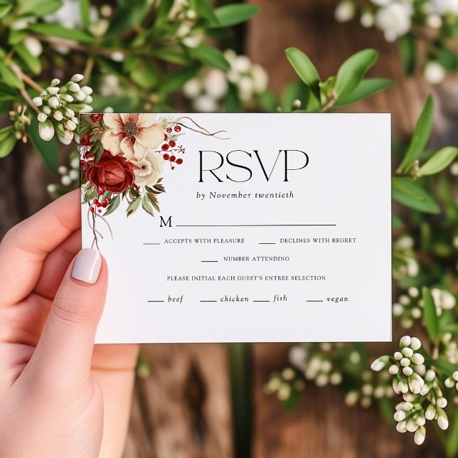 Tarjeta De Confirmación De Asistencia Elegant Christmas Floral Typography (Subido por el creador)