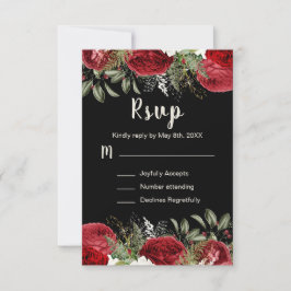 Tarjeta De Confirmación De Asistencia Elegant Christmas Red Flowers Sweet Sixteen