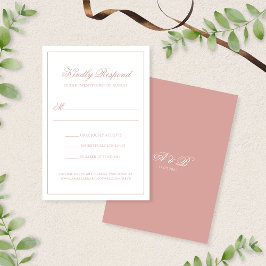 Tarjeta De Confirmación De Asistencia Elegant Classic Dusty Rose Monogram Script Wedding