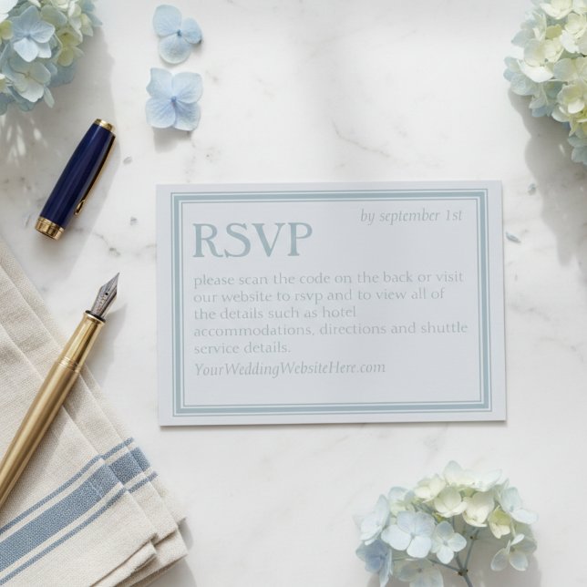 Tarjeta De Confirmación De Asistencia Elegant Coastal Blue Modern Wedding (Elegant Coastal Blue Modern Wedding RSVP Card)