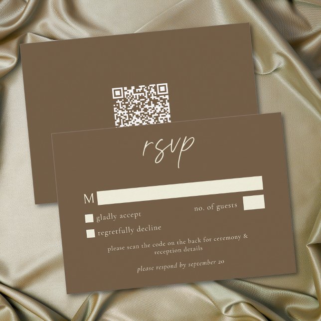 Tarjeta De Confirmación De Asistencia Elegant Cocoa Brown Minimalist Wedding (Elegant Cocoa Brown Minimalist Wedding RSVP Card)
