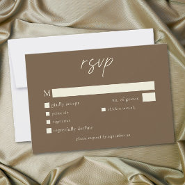 Tarjeta De Confirmación De Asistencia Elegant Cocoa Brown Minimalist Wedding