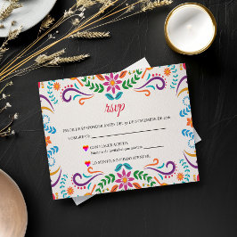 Tarjeta De Confirmación De Asistencia Elegant Colorful Floral Fiesta Spanish Wedding