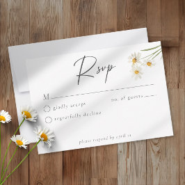 Tarjeta De Confirmación De Asistencia Elegant Daisy Watercolor Minimalist Wedding