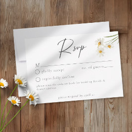 Tarjeta De Confirmación De Asistencia Elegant Daisy Watercolor Minimalist Wedding QR