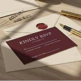 Tarjeta De Confirmación De Asistencia Elegant Deep Burgendy Wedding