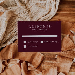 Tarjeta De Confirmación De Asistencia Elegant Deep Burgundy Classic Wedding