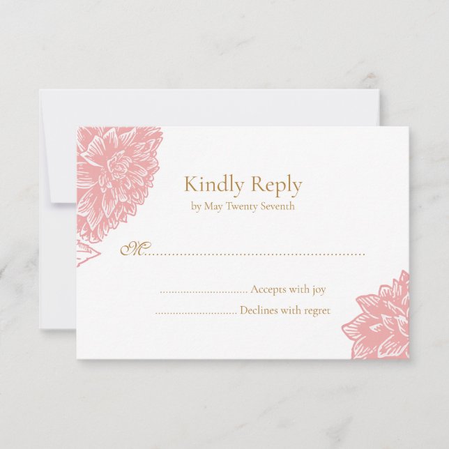 Tarjeta De Confirmación De Asistencia Elegant Delicate Dusty Pink Floral Wedding  (Anverso)