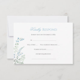 Tarjeta De Confirmación De Asistencia Elegant Dusty blue Floral Calligraphy