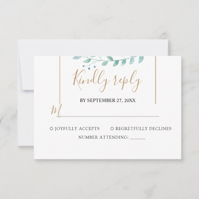 Tarjeta De Confirmación De Asistencia Elegant  Eucalyptus Greenery Wedding (Anverso)