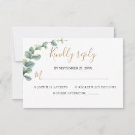 Tarjeta De Confirmación De Asistencia Elegant Eucalyptus Greenery Wedding