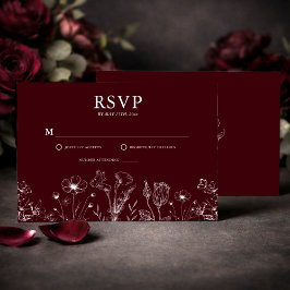 Tarjeta De Confirmación De Asistencia Elegant Floral Burgundy Wedding 