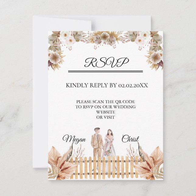 Tarjeta De Confirmación De Asistencia Elegant flower summer wedding (Anverso)