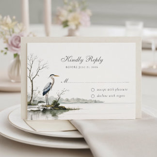 Tarjeta De Confirmación De Asistencia Elegant Heron Toile French Country Wedding