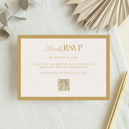 Tarjeta De Confirmación De Asistencia Elegant Ivory and Gold Wedding