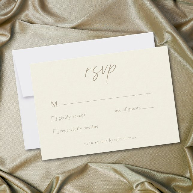 Tarjeta De Confirmación De Asistencia Elegant Ivory Cream Minimalist Wedding (Elegant Ivory Cream Minimalist Wedding RSVP Card)