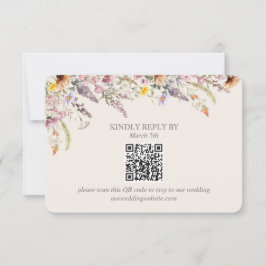 Tarjeta De Confirmación De Asistencia Elegant Lavender, Blush and Cream Wildflowers QR