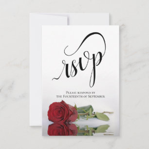 Tarjeta De Confirmación De Asistencia Elegant Long-Stemmed Red Rose Simple Wedding