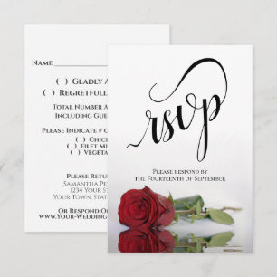 Tarjeta De Confirmación De Asistencia Elegant Long-Stemmed Red Rose Simple Wedding