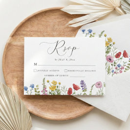 Tarjeta De Confirmación De Asistencia Elegant Minimalist Whimsical Wildflower Wedding
