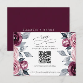 Tarjeta De Confirmación De Asistencia Elegant Modern Burgundy Floral QR CODE