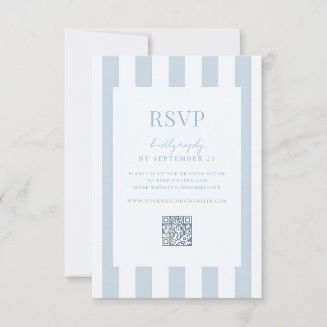 Tarjeta De Confirmación De Asistencia Elegant Modern Dusty Blue Striped Wedding (Anverso)