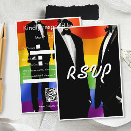 Tarjeta De Confirmación De Asistencia Elegant Modern Gay Men Wedding Rainbow
