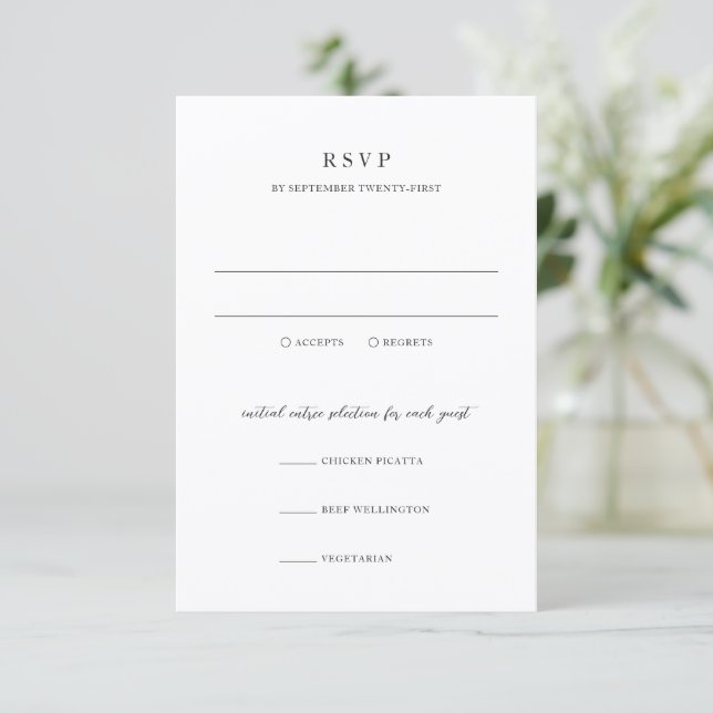 Tarjeta De Confirmación De Asistencia Elegant Modern Neutral Wedding (Anverso de pie)