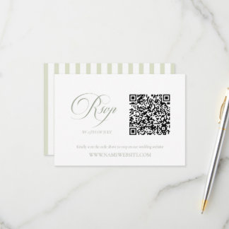 Tarjeta De Confirmación De Asistencia Elegant Modern Sage Green Wedding QR Code