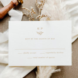 Tarjeta De Confirmación De Asistencia Elegant Monogram Greenery Leaves Wedding