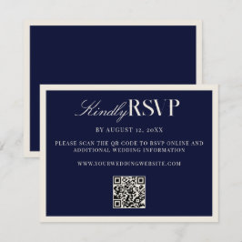 Tarjeta De Confirmación De Asistencia Elegant Navy Blue Old Money Wedding