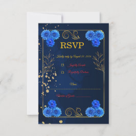 Tarjeta De Confirmación De Asistencia Elegant Navy Blue Wedding Response Card Template