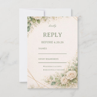 Tarjeta De Confirmación De Asistencia Elegant Neutral Greenery Floral