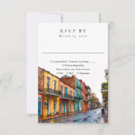 Tarjeta De Confirmación De Asistencia Elegant New Orleans Watercolor Wedding