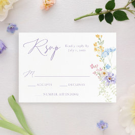 Tarjeta De Confirmación De Asistencia Elegant Pastel Wildflower Garden Wedding