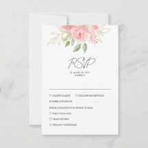 Elegant Pink Rose Watercolor Golden Floral Wedding