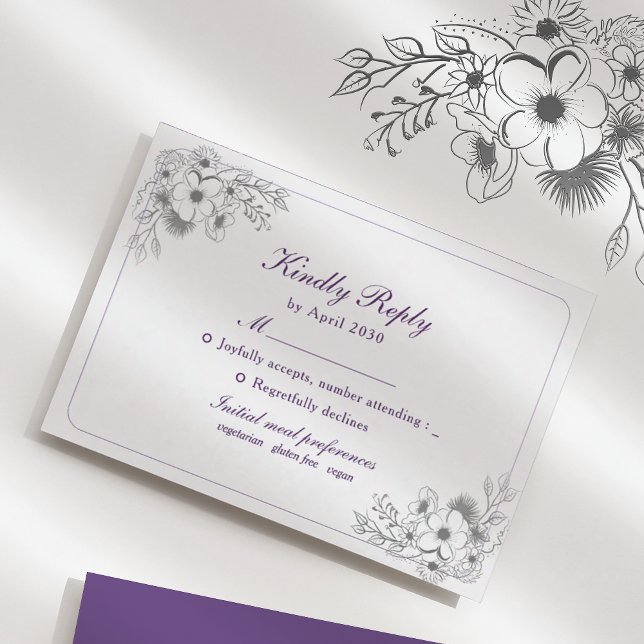 Tarjeta De Confirmación De Asistencia Elegant Purple Floral (Subido por el creador)