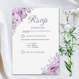 Tarjeta De Confirmación De Asistencia Elegant Purple Floral Wedding Suite