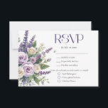 Tarjeta De Confirmación De Asistencia Elegant Purple Lavender Roses Wedding Meal Choice<br><div class="desc">Watercolor floral design with white and purple roses with lavender and other flowers and greenery.</div>