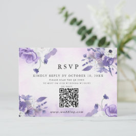 Tarjeta De Confirmación De Asistencia Elegant Purple Watercolor wedding