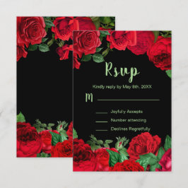 Tarjeta De Confirmación De Asistencia Elegant Red Roses Flowers Sweet Sixteen