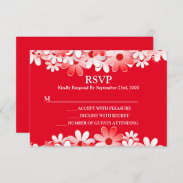 Tarjeta De Confirmación De Asistencia Elegant Red White Floral Wedding