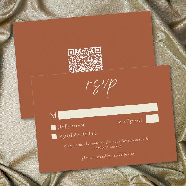 Tarjeta De Confirmación De Asistencia Elegant Rust Terracotta Minimalist Wedding (Elegant Rust Terracotta Minimalist Wedding RSVP Card)