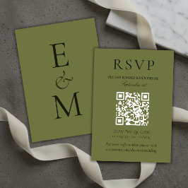 Tarjeta De Confirmación De Asistencia Elegant Sage Green Minimalist Wedding QR Code