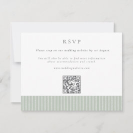 Tarjeta De Confirmación De Asistencia Elegant Sage Green Stripes QR Code Wedding
