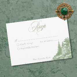 Tarjeta De Confirmación De Asistencia Elegant Sage Green Toile French Manor Wedding