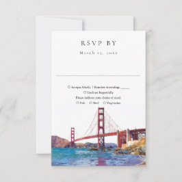 Tarjeta De Confirmación De Asistencia Elegant San Francisco Watercolor Wedding